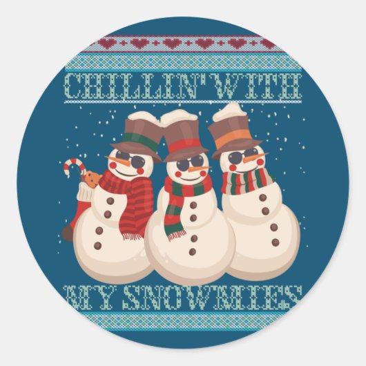 私の雪の醜いクリスマスの雪だるまでチリン ラウンドシール (正面)