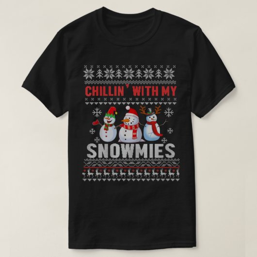 私の雪の醜いクリスマスの雪だるまSとチリ Tシャツ (デザイン正面)