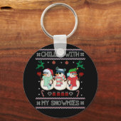 私の雪の醜いクリスマスセーターでチリン キーホルダー (正面)
