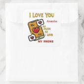 私の電話のユーモアの個人化と同じくらい、あなたを愛している スクエアシール (バッグ)