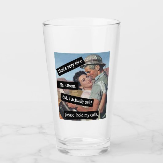 私の電話を持ってヴィンテージオフィスのロマンスおもしろい タンブラーグラス (正面)