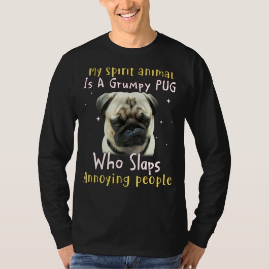 私の霊性動物は気難しいプグだ Tシャツ (正面)