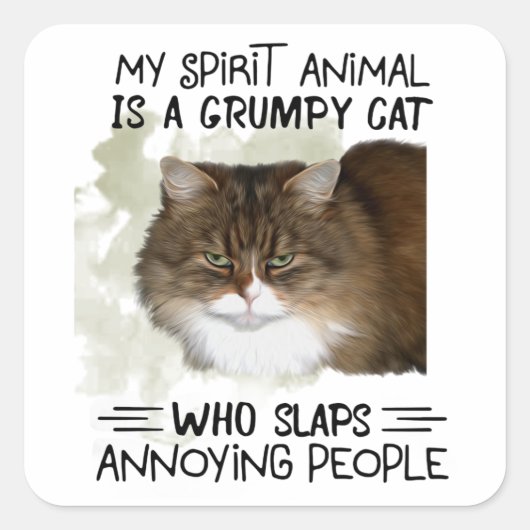 私の霊性動物は猫の動物の贈り物引用文 スクエアシール (正面)