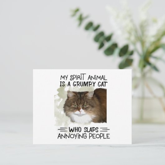 私の霊性動物は猫の動物の贈り物引用文 ポストカード (スタンド正面)