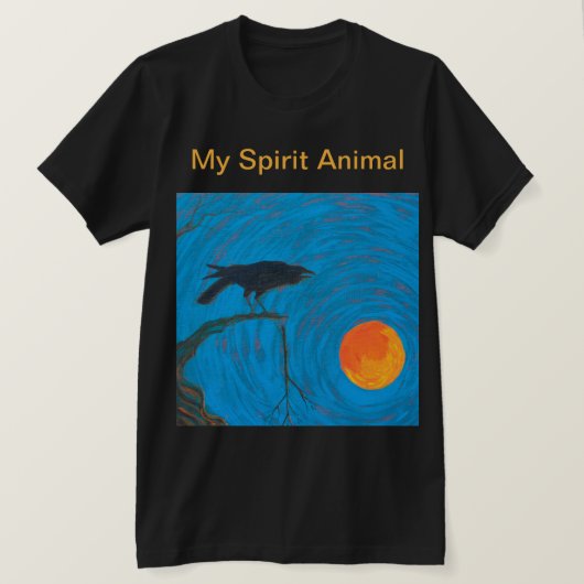 私の霊性動物カラスが渡る Tシャツ (デザイン正面)