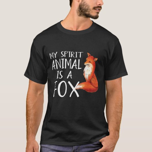 私の霊獣はキツネおもしろいキツネ恋人Tシャツ Tシャツ (正面)