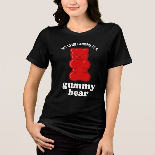 私の霊獣はグミベア 面白い トライブレンドTシャツ (正面)