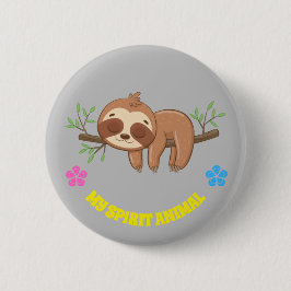 私の霊獣 |かわいい眠れるナマケモノテンプレート 缶バッジ