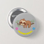 私の霊獣 |かわいい眠れるナマケモノテンプレート 缶バッジ (正面&裏面)