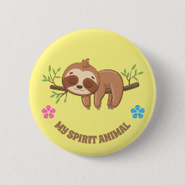 私の霊獣 |かわいい眠れるナマケモノテンプレート 缶バッジ