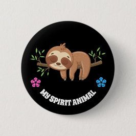 私の霊獣 |かわいい眠れるナマケモノテンプレート 缶バッジ