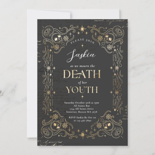 私の青少年への死ハロウィーン任意の年齢の誕生日パーティー 招待状 (正面)