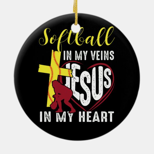 私の静脈のソフトボール私のクリスチャンSのハートイエス セラミックオーナメント (裏面)