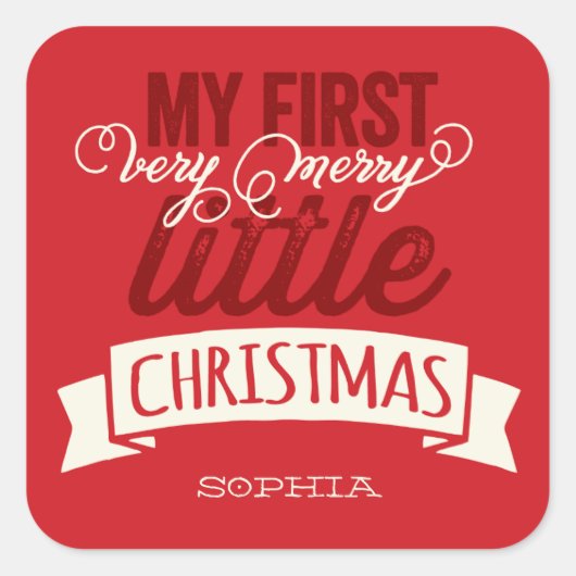私の非常にメリー小さなクリスマスベビー1stクリスマス スクエアシール (正面)