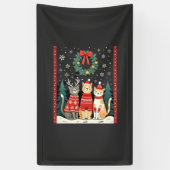 私の面白いクリスマスの猫の格好悪いクリスマスセーター 横断幕 (縦)