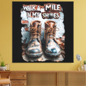 私の靴でマイルを歩く感動的- 素朴 キャンバスプリント (インサイチュ (リビング))
