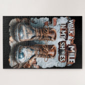 私の靴でマイルを歩く感動的- 素朴 ジグソーパズル (横)