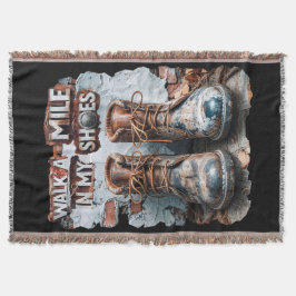 私の靴でマイルを歩く感動的- 素朴 スローブランケット