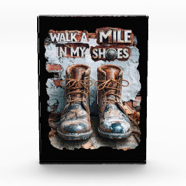 私の靴でマイルを歩く感動的- 素朴 フォトブロック