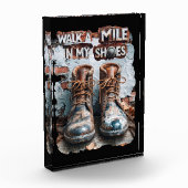 私の靴でマイルを歩く感動的- 素朴 フォトブロック (左)