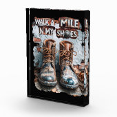 私の靴でマイルを歩く感動的- 素朴 フォトブロック (右)