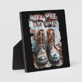 私の靴でマイルを歩く感動的- 素朴 フォトプラーク (正面)