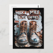 私の靴でマイルを歩く感動的- 素朴 ポストカード (正面/裏面)
