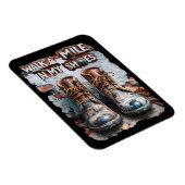 私の靴でマイルを歩く感動的- 素朴 マグネット (右側)