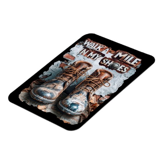 私の靴でマイルを歩く感動的- 素朴 マグネット (左側)