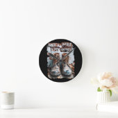 私の靴でマイルを歩く感動的- 素朴 ラウンド壁時計 (ホーム)