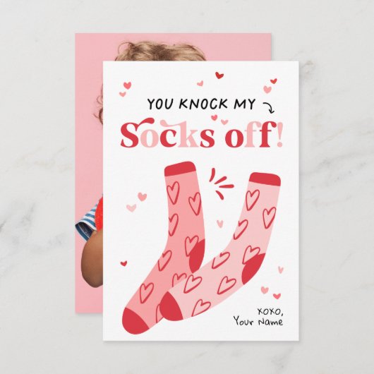 私の靴下を子供たちの教室のバレンタインのカードからノック 招待状 (正面/裏面)