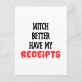 私の領収書の会計士ハロウィーンを持っている魔女 ポストカード (正面)
