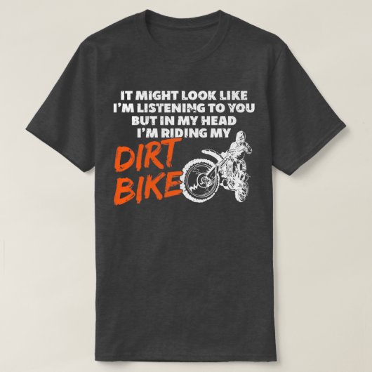 私の頭にダートバイクに乗っおもしろいて Tシャツ (デザイン正面)