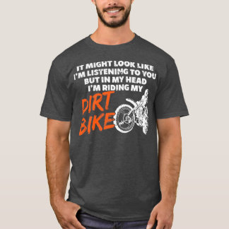 私の頭にダートバイクに乗っおもしろいて  Tシャツ