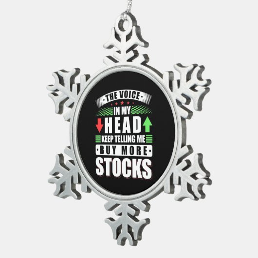 私の頭に投資し買た株数が多い スノーフレークピューターオーナメント (右)
