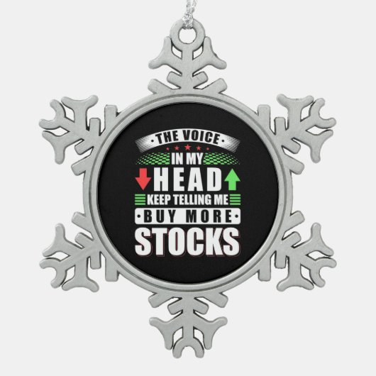 私の頭に投資し買た株数が多い スノーフレークピューターオーナメント (正面)