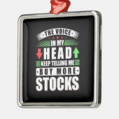 私の頭の中でもっと多くの株買を投資する人 メタルオーナメント (左)