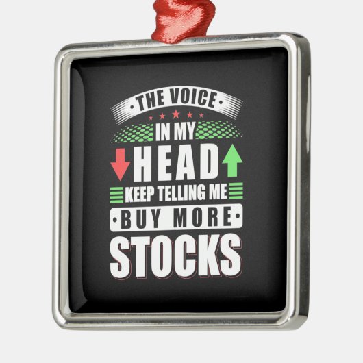 私の頭の中でもっと多くの株買を投資する人 メタルオーナメント (左)