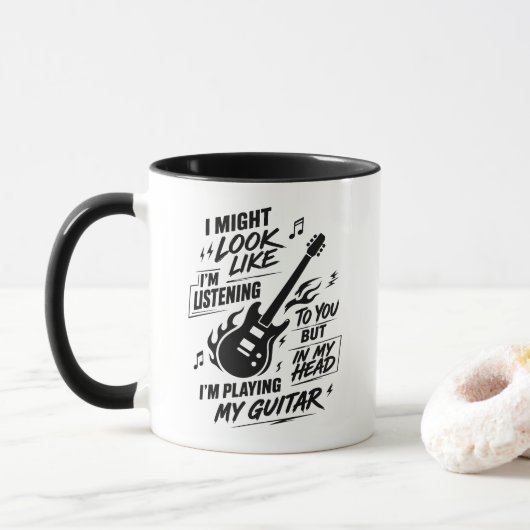 私の頭の中でギターを弾くサルカスティックギタリスト マグカップ (ドーナツ)