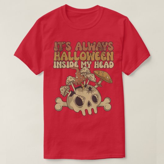 私の頭の中に常にハロウィンレトロキノコ Tシャツ (デザイン正面)