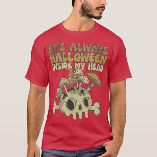 私の頭の中に常にハロウィンレトロキノコ Tシャツ