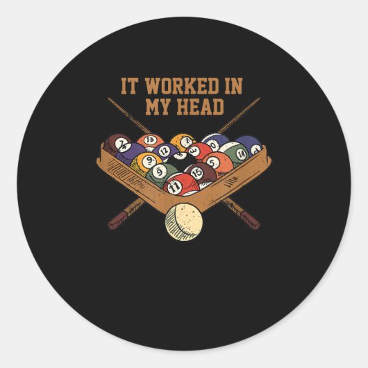 私の頭の玉突きの贈り物の8ボールのプールで効いた ラウンドシール (正面)