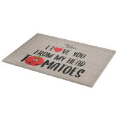 私の頭カスタムのトマトからあなたを愛するガラスのトマト カッティングボード (角)