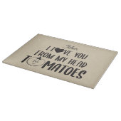 私の頭カスタムのトマトからあなたを愛するガラスのトマト カッティングボード (角)