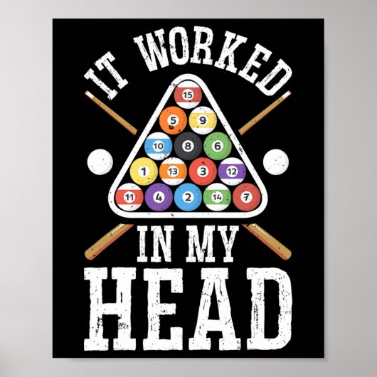 私の頭プールのビリヤードおもしろい選手Gで働いた ポスター (正面)