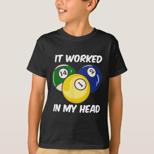 私の頭引用文ビリヤードおもしろいプールCuで働いた Tシャツ (正面)