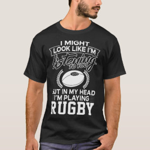 私の頭部で私はラグビーを遊んでいます Tシャツ