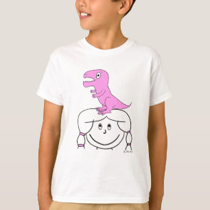 "私の頭部の恐竜!" 女の子の服装(ピンクのディーノ) Tシャツ