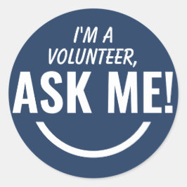 私の頼ネイビーブルーのボランティアバッジ ラウンドシール