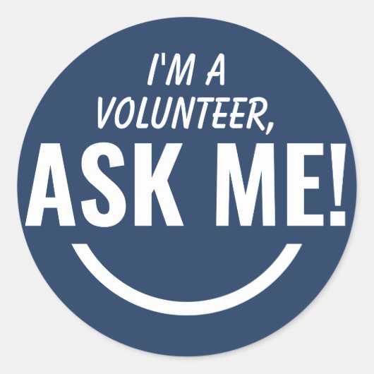 私の頼ネイビーブルーのボランティアバッジ ラウンドシール (正面)